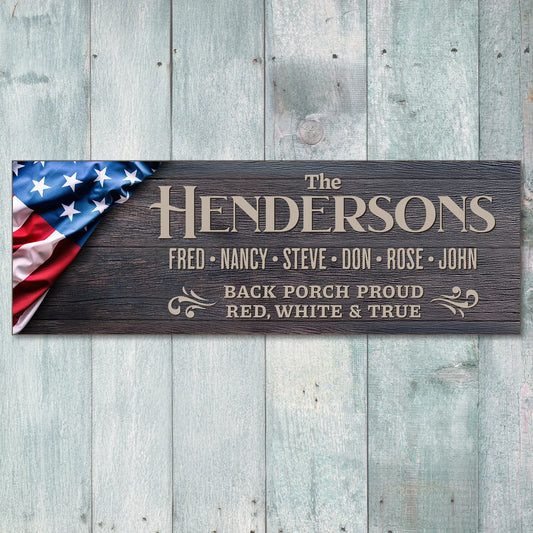 Personalized Patriotic Family Sign – Custom Wall Decor, 2 Designs
