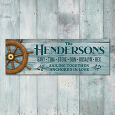 Family Sailing Together Personalized Wall Sign
