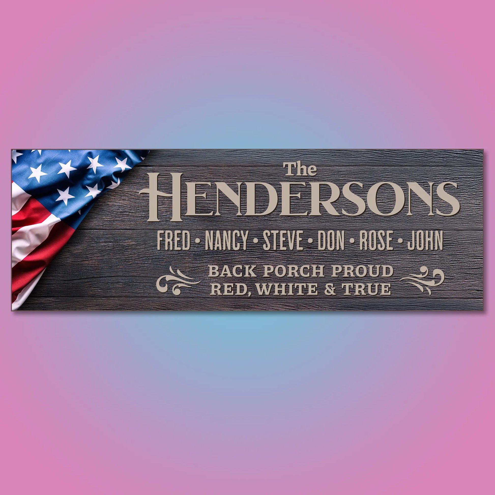 Personalized Patriotic Family Sign – Custom Wall Decor, 2 Designs