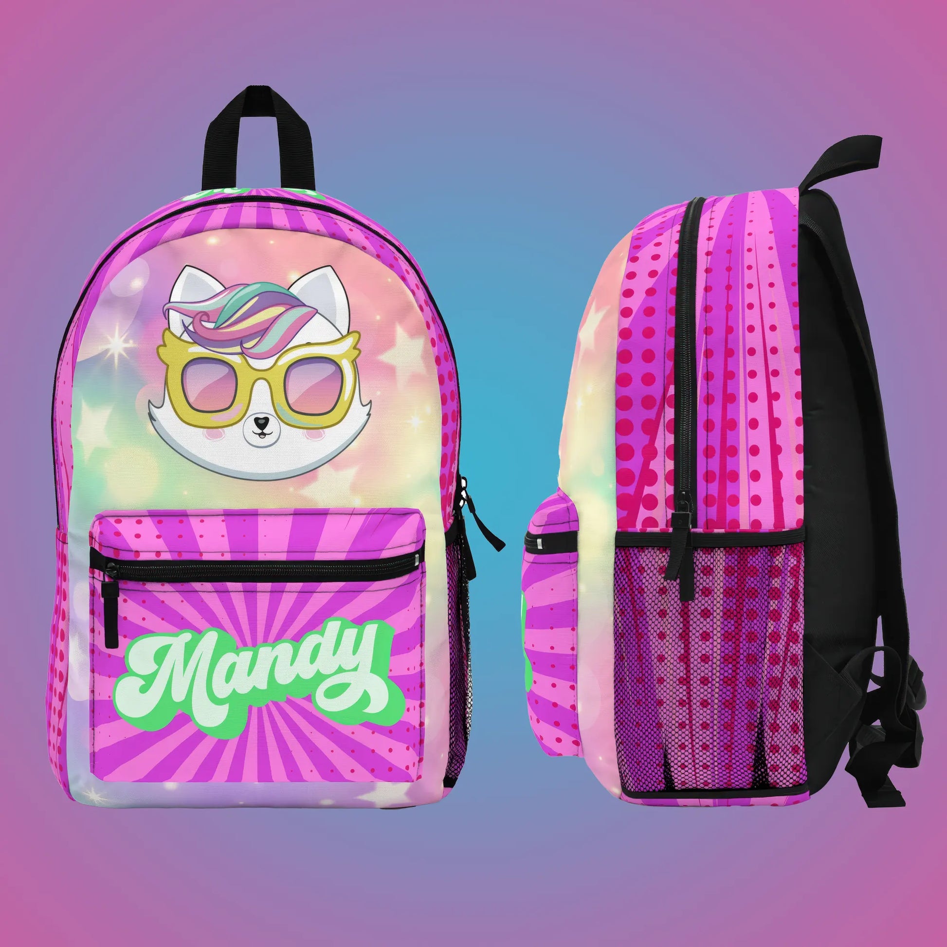 Personalized Backpack for Kids, Chibi Cat, Fun Gift for Girls