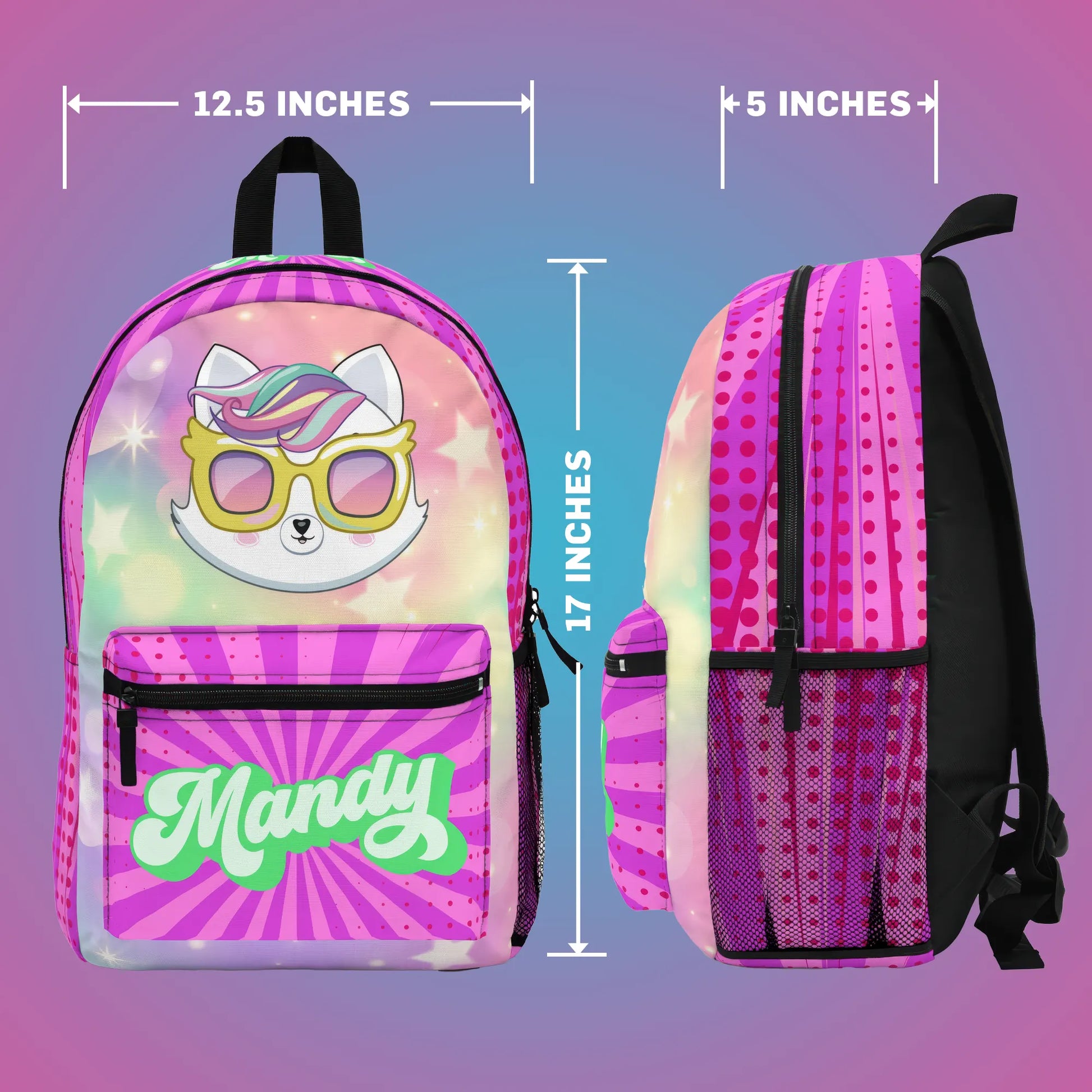 Personalized Backpack for Kids, Chibi Cat, Fun Gift for Girls