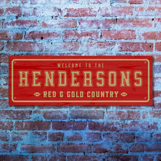 Red and Gold Country San Francisco - Personalized Football Sign