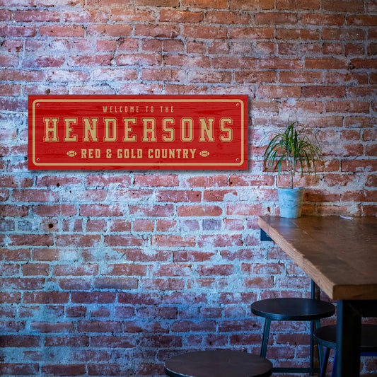 Red and Gold Country San Francisco - Personalized Football Sign