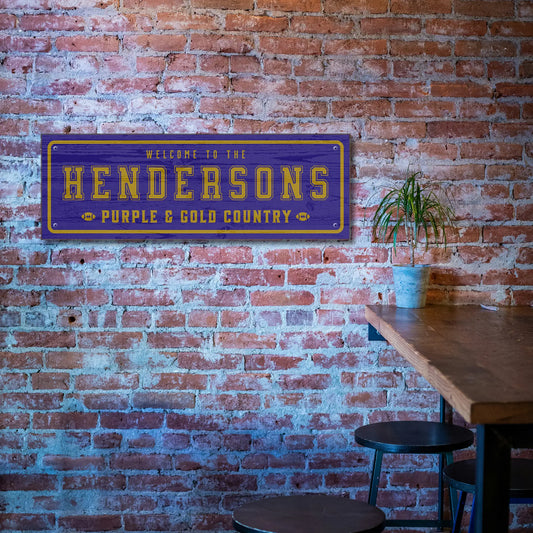 Purple and Gold Country Baltimore – Personalized Football Sign