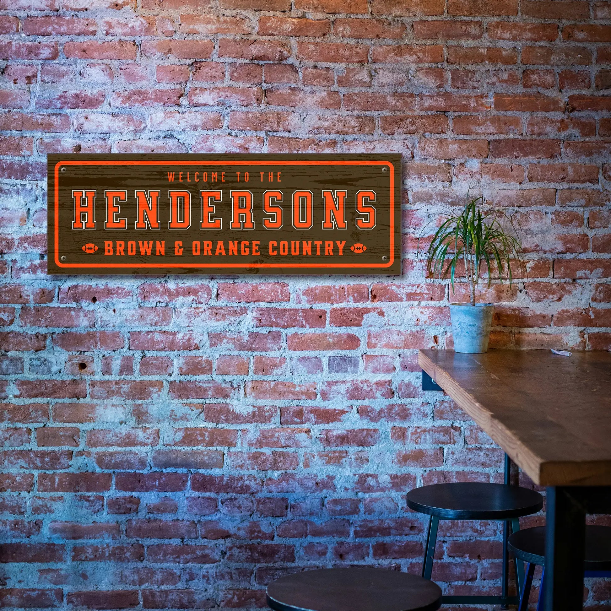 Brown and Orange Country Cleveland – Personalized Football Sign