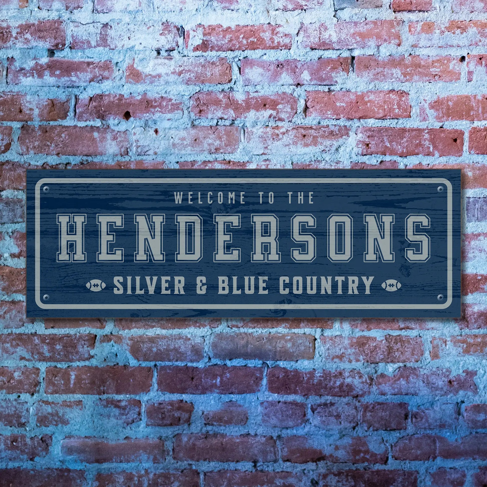 Silver & Blue Country Dallas – Personalized Football Sign