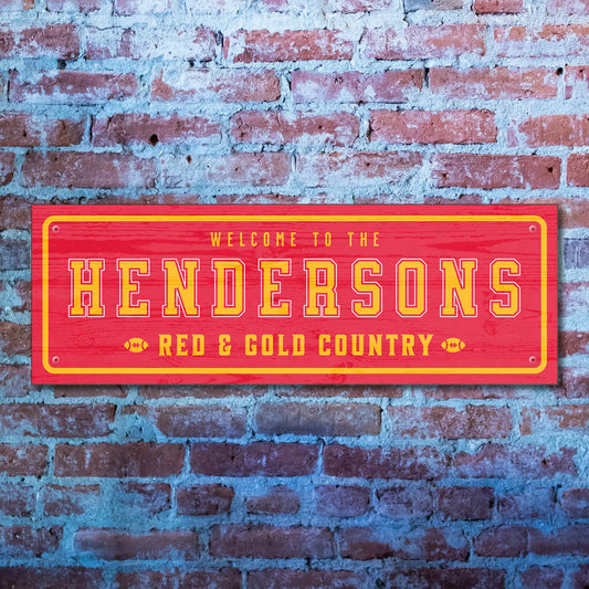 Red & Gold Country Kansas City – Personalized Football Sign