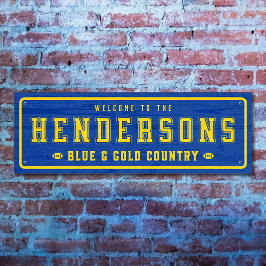Blue and Gold Country Los Angeles – Personalized Football Sign