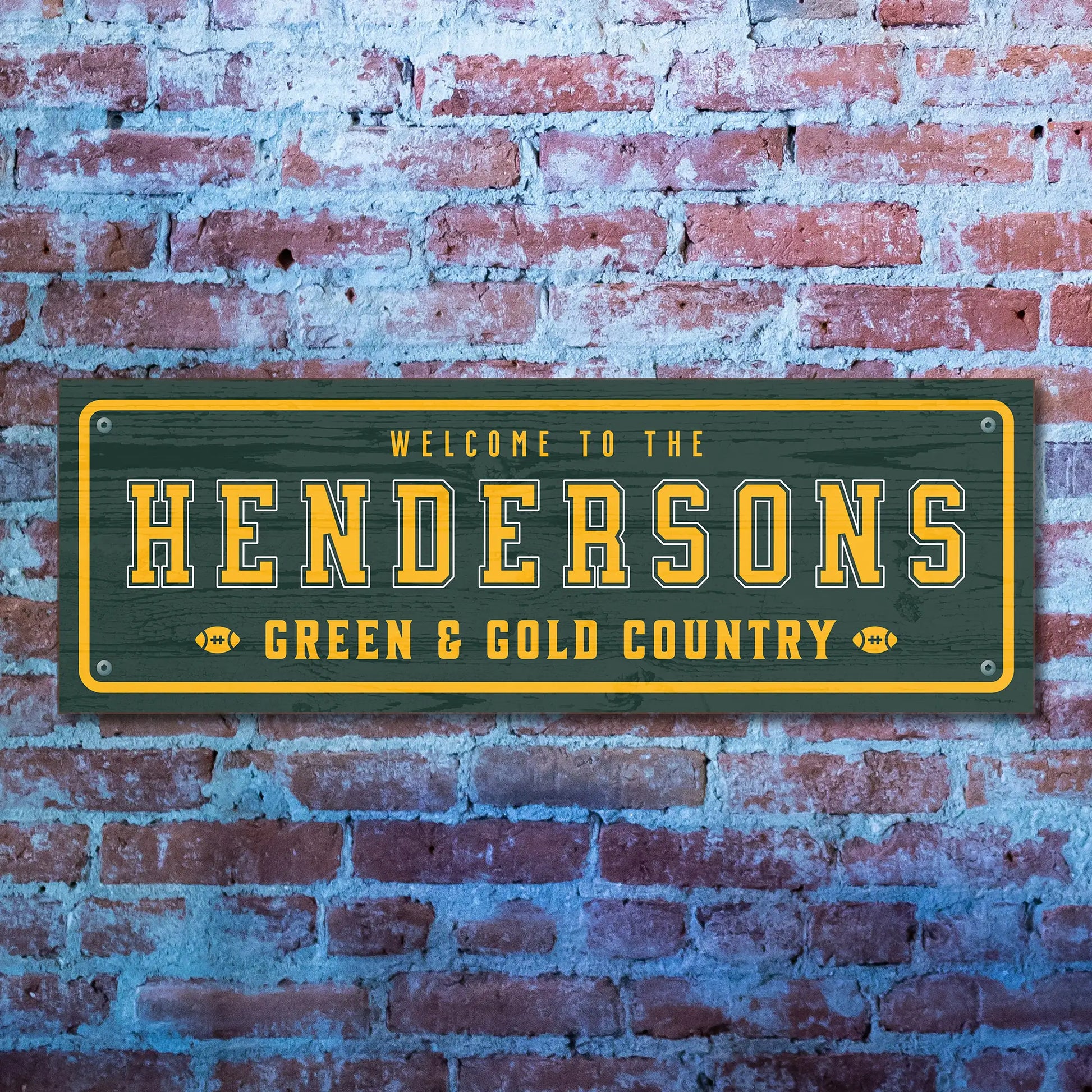 Green & Gold Country Green Bay – Personalized Football Sign