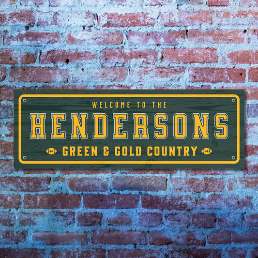Green & Gold Country Green Bay – Personalized Football Sign