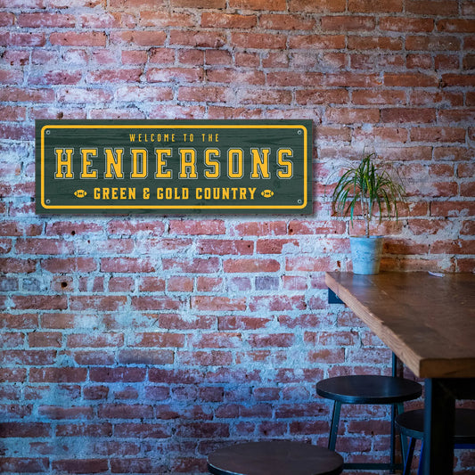 Green & Gold Country Green Bay – Personalized Football Sign