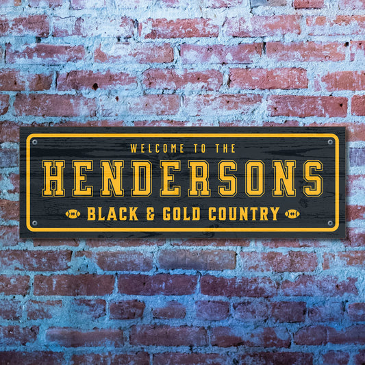 Black & Gold Country Pittsburgh – Personalized Football Sign