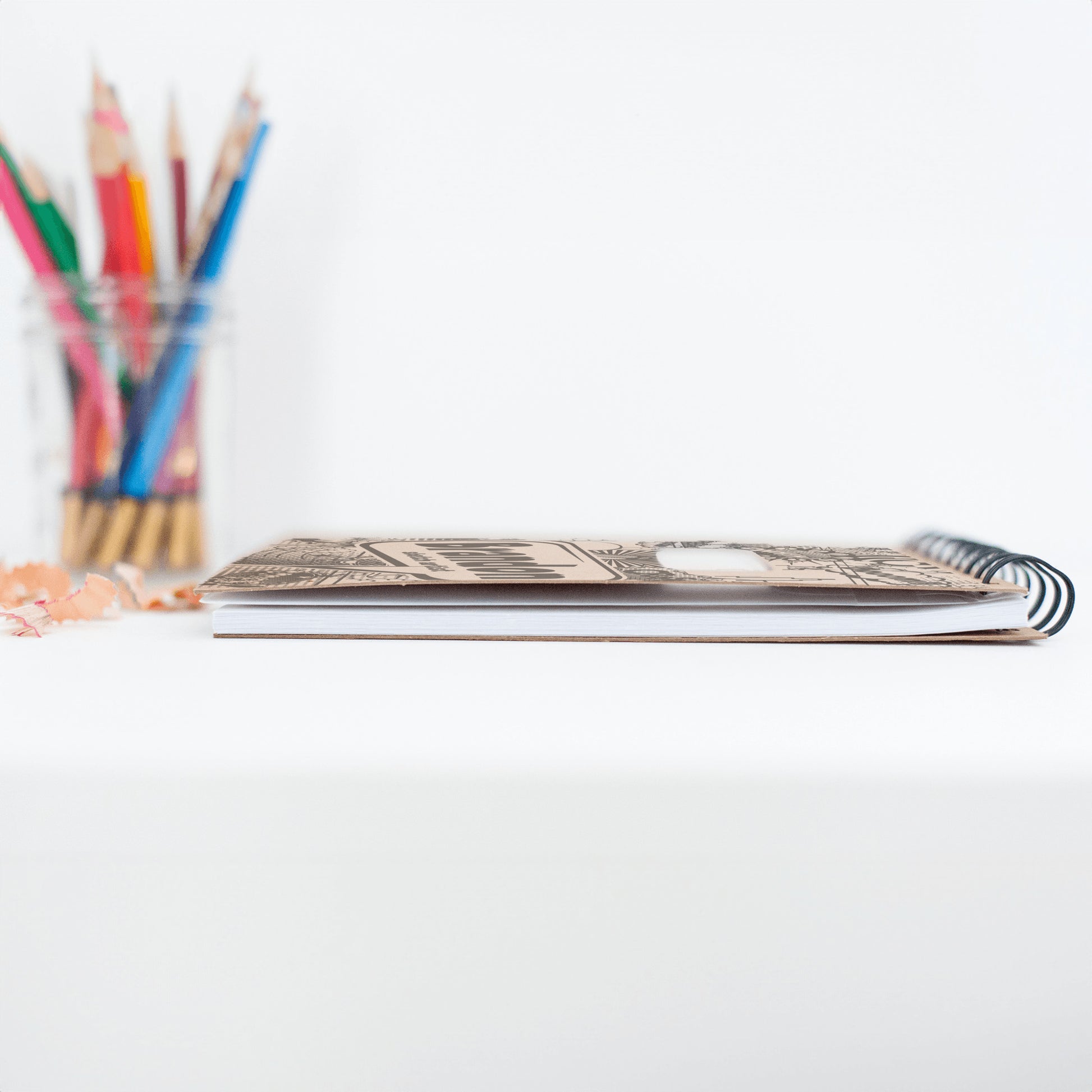 Personalized Sketch Pad with Coloring Pencils, Cartoon Comic Design